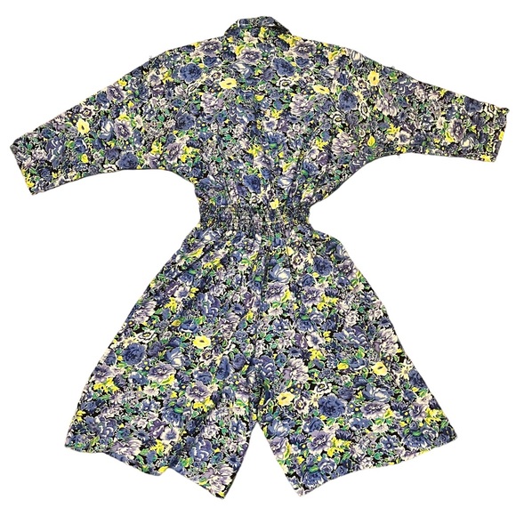 J.R. Petite by Joseph Ribkoff 80s 90s Floral Romper with Collar & Cinched Waist - Picture 14 of 16